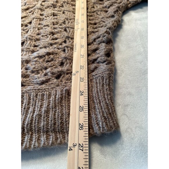 Free People Womens Crochet Knit Hooded Sweater Brown Cottagecore Y2K Twee Boho - Picture 4 of 12